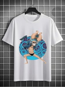 Bandai | Oversized One Piece Franky Anime T-shirt Men Summer Casual Short Sleeve Graphic Tee Cool Manga Streetwear Cosplay Outfit Y2k Top