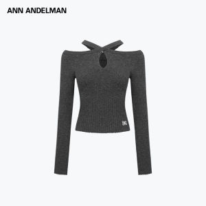 ANN ANDELMAN | Off Shoulder Slim Fit Cross Strap Knitted Top