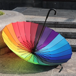 ร่มขนาดใหญ่สีรุ้ง กันแดด กันฝน กันแสงUV รุ่น16ก้าน 16สี สีสันสดใส วัสดุแข็งแรง ด้ามจับทนทานพอดีมือ