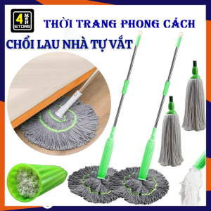 Cây Lau Nhà Tự Vắt Cán Inox Dài 1M3 - Chổi Lau Nhà Bông Sợi Microfiber Tự Vắt Thấm Hút Tốt Không Bẩn Tay / Chổi Quét Lau Nhà Thông Minh