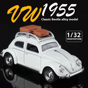 1: 32 Beetle Alloy Die-cast Car Model Sound and Light Bring Back Pull Function Vehicle With Base Ornament Childrens Gift