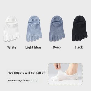miiow | Mens Summer Thin Five-Fingered Sport Socks Anti-Odor Sweat-Absorbent Separate Toe Short Socks Anti-Fungus Spring Autumn