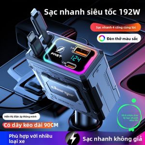 HELLOLEIBOO | Sạc Xe Hơi Nhanh Siêu Tốc Dây Cắm Có Thể Mở Rộng 120W