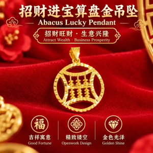 Gold Plated Abacus Pendant Lucky Wealth Charm Vacuum Plating Jewelry