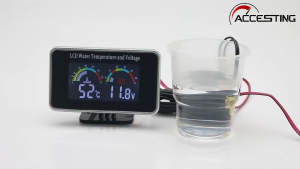 12V Voltage 2 in 1 Temperature Volt Meter LCD Digital Car Truck Voltmeter Water Temp Gauge With Temperature Sensor 10mm