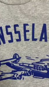 เสื้อยืดวินเทจคอกลมลายเครื่องบิน Rensselaer Bombers แขนสั้นสำหรับวัยรุ่น