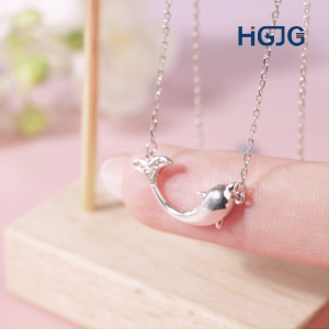 Dây Chuyền Bạc Nữ 925 HGJG Cá Heo Dễ Thương Sáng Bóng Dây Chuyền Bạc Thời Trang Quà Tặng Sinh Nhật