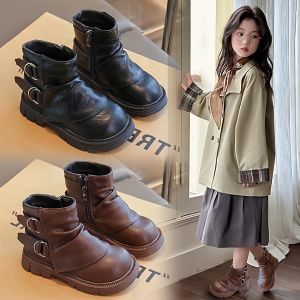 Girls Martin Boots Autumn Winter New Style Children Boots British Style Short Boots Student Single Boots Middle Big Children
