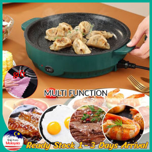 22cm Electric Frying Plate Pan Non Stick Grill Baking Pancake Barbecue Mini BBQ Non Stick Frying Pan Periuk Dapur Elektrik Multifunction Steamboat pot Cooker Barbecue Smokeless Cooking Pan Teppanyaki