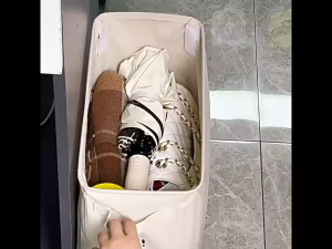 ที่เก็บของ กล่องผ้าเก็บของ กันน้ำ พับเก็บได้ มีล้อ รูปแมวน่ารัก