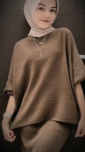 ONE SET LASPERAL BATWING: Setelan Rajut Wanita & Setelan Kekinian