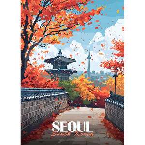 Bandai | Oil Painting by Number Kit Modern Holiday Tourism Paris New York Kyoto City Travel Canvas Wall Art Home Decor Gift