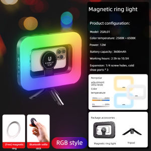 RGB Magnetic Handheld Ring Fill Light - Rechargeable for Phone Live Streaming Photography Desktop & Camera Cage Selfie Lightin