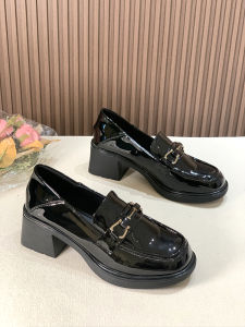 British Style Thick Heel mid Heel Womens Loafers Fashionable Autumn Season Versatile Single Shoes Retro Small Leather Shoes