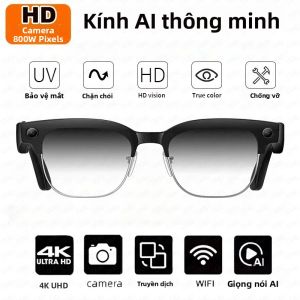 Kính Thông Minh AI Bluetooth Gọi Nhạc Giảm Tiếng Ồn Kính Râm Camera Quay Video Cho Android iOS Khung Hình Chữ Nhật 800W HD