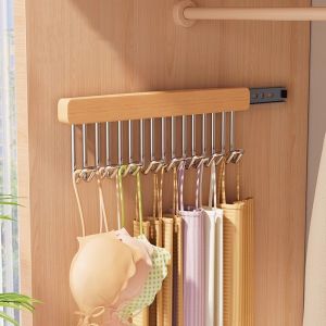 1 heavy-duty metal pull-out sliding wardrobe organizer with hooks and slides for easy organization of wardrobes and cabinets