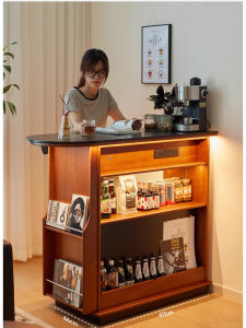 French Style Solid Wood Rock Board Coffee Bar Cabinet Kitchen Island Partition Storage Cabinet Small Apartment Dining Room Cabinet
