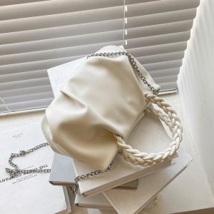 Trendy Chain Strap Crossbody Bag Womens Spring Summer Small Square Handbag Unique Design Soft PU Leather Casual Style