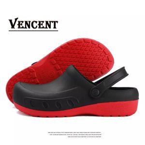 VINCENT Chef Shoes for Men Clogs Kitchen Shoes Non-slip Waterproof Oil-proof Work Shoes Slip on Resistant Safety Shoes Restaurant Cook Shoes Comfortable Professionals Hospital Nurses Shoes Waterproof Garden Shoes Size 40-49