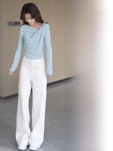 Elegant French Design Slimming Long Sleeve Shoulder Baring Two Piece Set Autumn Wear Stylish H-Line Midi Dress Casual Chic