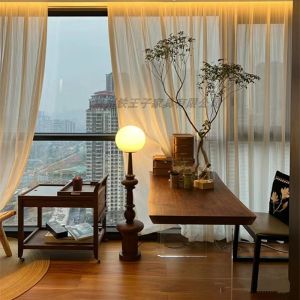 Walnut Large Board Desk Acrylic Suspension Work Table Balcony Whole Board Tea Table and Chair Black Walnut Walnut Ash Wood