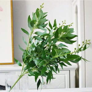 Kahaul 2pcs Artificial Plant Leaves Bouquet Fake Willow Jungle Wedding Backdrop Decoration Faux Foliage Vine Party Home Decor