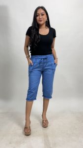 Celana Wanita 7/8 Jeans Rawis Wanita Karet Dewasa Pendek Denim Panjang Cewek
