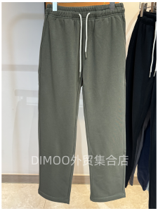 American High Street Mens Casual Pants Loose Straight Leg Grey Sweatpants Drapey Wide Leg Pants Fashionable Urban Style