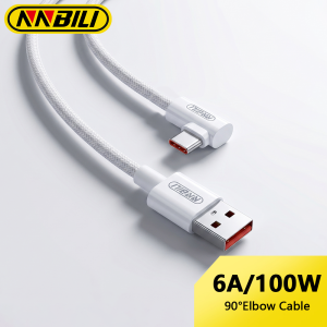 NNBILI 100W Elbow 90 Degree USB A to Type C Fast Charging Cable 6A USBC to USB C Data Cable For Huawei Samsung Iphone 17 16 Cord