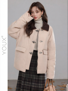 YOUXIANG | Áo Khoác Mùa Đông Cổ Polo Rộng Thời Trang Ấm Áp