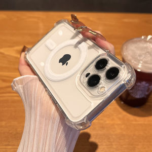 CrashStar MagSafe Thickened Corners Hard Clear Shockproof Phone Case For iPhone 17 16e 15 14 Pro Max Plus 13 12 11 Pro Max Air Wireless Charging Phone Casing Transparent Silicone Phone Cover With Full Cover Lens Camera Protection