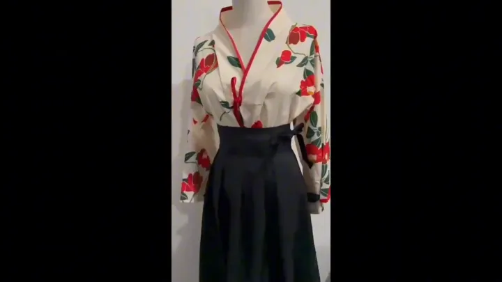 Girls Japanese Style Retro Kimono Yukata Long Sleeve Party Dress