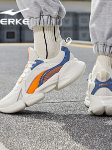 Erke Running Shoes Mens Breathable Mesh Sporty Casual Shoes Shock Absorption Wear Resistant Versatile All Season Sneakers