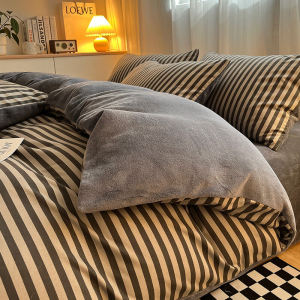 ผ้าขนแกะนมหนาหนึบ ผ้าฝ้ายซักได้ ผ้าขนแกะคอรัลฤดูหนาว ผ้าฝ้ายลายทาง ผ้าฝ้ายเนื้อนุ่ม สีสันสดใส อบอุ่น แห้งเร็ว สำหรับฤดูใบไม้ร่วงและฤดูหนาว