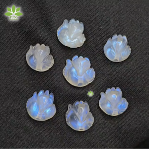 Q2507 Charm hồ ly baby bụng tròn Moonstone sẵn lỗ 2li hợp Kim & Thủy - Phong Thủy TUDO