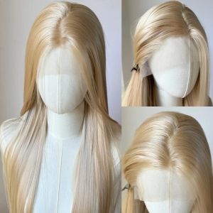 Ashely 613 Blonde Wig 26inch 13x4 Lace Front Cosplay Wigs Long Straight Natural Silky Synthetic Lace Frontal Wig for Daily Use
