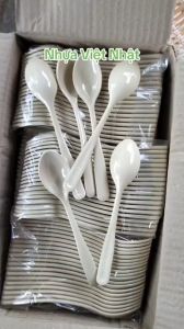 Muỗng nhựa dài 18.5cmthìa uống trà sữa cafe sinh tố chè nhựa việt nhật 2860dành cho quán 1