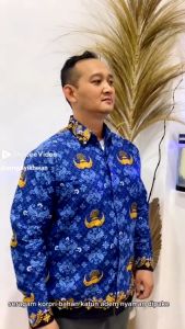 batik korpri kerah hitam terbaru full furing katun halus lengan dan kerah hitam tumpal