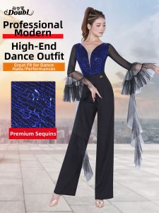 DANBAOLUO | Sleeve Glitter Flowy One-piece Dance Wear