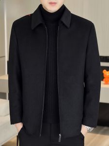 HENGYUANXIANG | Hengyuanxiang Mens Short Casual Woolen Coat Thickened Flap Collar Jacket Inner Duck Down Business Casual Fashion City Winter Outerwear