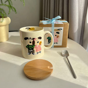 Gift Box Delivery/Designer Cooperation Original Cream Color Retro Dog Large Capacity Ceramic Mug