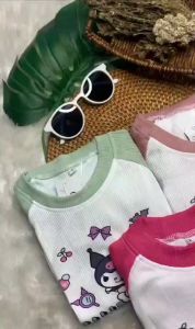 BAJU ANAK PEREMPUAN LUCU KUROMI 3-10 TAHUN BAHAN KNIT SETELAN KAOS ANAK PEREMPUAN TERBARU