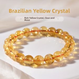LINGFEI | Natural Yellow Citrine Beads Bracelet 7-12mm