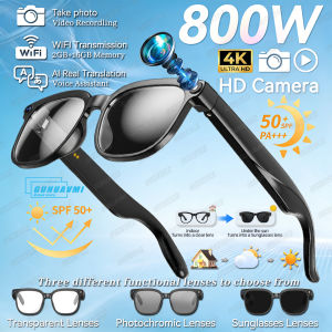 NEW 1080P Camera Glasses Video Recording Bluetooth Audio Sunglasses Built-in Mics Touch Control Driving Travel TR90 Frame IP65