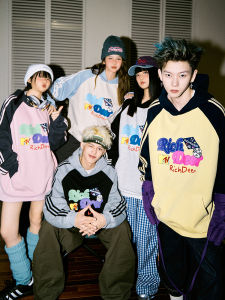 RICHDEER American Style Hoodie Casual Long Sleeve Shoulder Sleeve Insertion Three Bars Fun Loose Fit Mens Sweatshirt