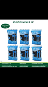 Sendok Plastik 2 in 1 Sendok Garpu Cutleries Set Alat Makan (Isi 25 Pcs-S.G21)