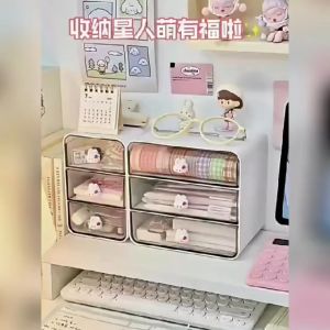 【D297 READY STOCK】Multifunctional Storage Box With Drawers Multi Drawers Desk Organizer Stationery Skincare Storage Box