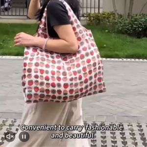 Goodluck Reusable Foldable Grocery Shopping Bag Machine Washable Groceries Bags Sturdy Lightweight Nylon Bags Random