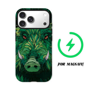 Green Wild Boar Phone Case for iPhone 18 17 16 15 14 13 12 11 Air Pro Max Plus Double-layer Cover