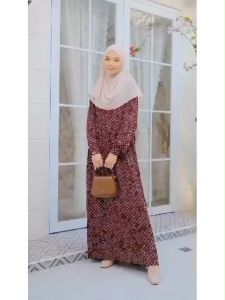 Gamis Rayon Premium Arin Lunaci Ayra Dress Leafsbblack/Cream Camara Navy